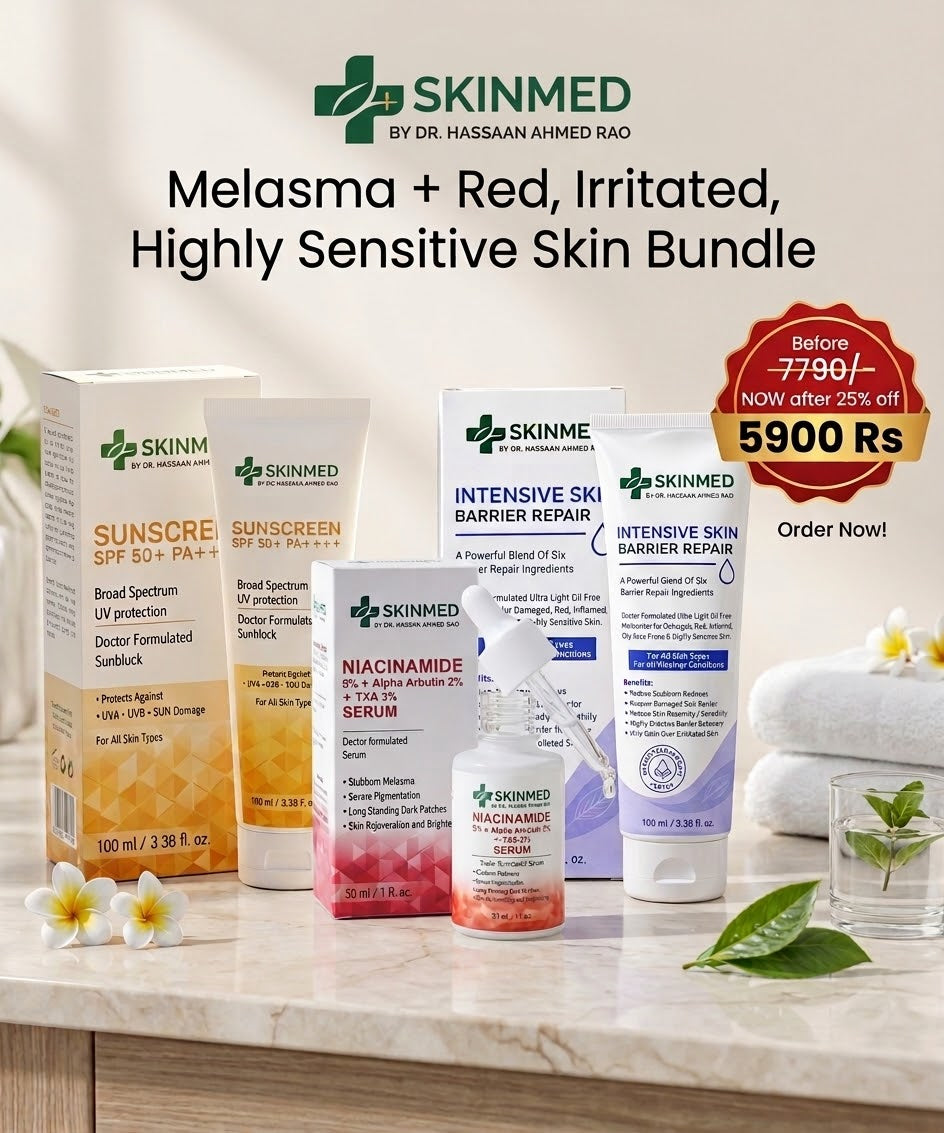 SKINMED Melasma+ Red , Inflamed , Irritated, Highly Sensitive Skin Treatment Bundle Made Under SKINMED PHARMA | For Long Standing Melasma, Pigmentation, Treatment Resistant Pigmentation| For Red Inflamed Irritated Highly Sensitive Skin| Complete Treatment