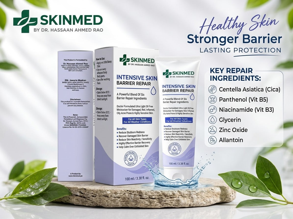 SKINMED Intensive Skin Barrier Repair Moisturizer—Pakistan's First Completely Oil Free Doctors-Formulated Barrier Recovery Treatment Moisturizer Made Under SKINMED PHARMA | For Damaged, Red, Inflamed, Oily Acne-Prone & Highly Sensitive  Skin | Free COD 🚚